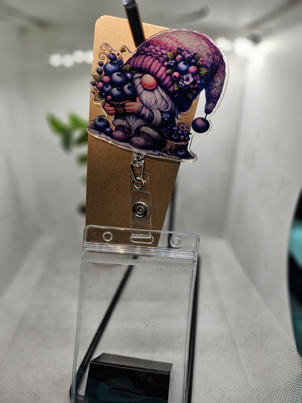 Purple Gnome Badge Reel with Clear Card Holder - Unbranded